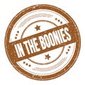 IN THE BOONIES text on brown round grungy stamp Royalty Free Stock Photo