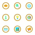 Boost app icons set, cartoon style Royalty Free Stock Photo