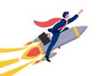 Boost business vector illustration. Boost business vector illustration. The man of business changes flies on an rocket in the sky.