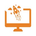Boost, launch, missile icon. Orange vector graphics