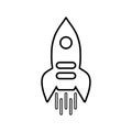 Boost, launch, product, rocket outline icon. Line art vector