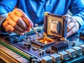 Boost Your Desktop PC Performance with a Professional CPU Upgrade Expert Technician Replacing Processor for Optimal Royalty Free Stock Photo