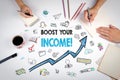 Boost your income Concept. The meeting at the white office table Royalty Free Stock Photo