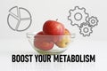 Boost Your Metabolism is shown using the text and photo of apples