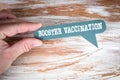 Booster Vaccination. Text on a green speech bubble