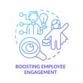 Boosting employee engagement blue gradient concept icon