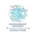 Boosting employee engagement turquoise concept icon