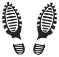 Boot black footprint silhouette. Human step mark