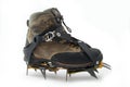 Boot with crampons. Royalty Free Stock Photo