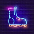 Boot neon icon. Vector illustration for the design of advertising, website, promotion, banner, brochure, flyer. Shoe concept