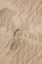 Boot print in sand. Royalty Free Stock Photo