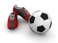 Boot with a soccer ball (clipping path included) Royalty Free Stock Photo