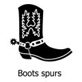 Boot spurs icon, simple black style