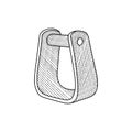 Boot Stirrup Saddle Wood Line Art Creative Design Royalty Free Stock Photo