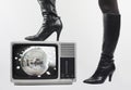 Boot and tv Royalty Free Stock Photo