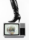 Boot on tv Royalty Free Stock Photo