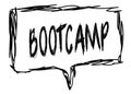 BOOTCAMP on a pencil sketched sign.