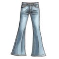 Bootcut Jeans In Cartoon Style Stiker On White Background On Isolated Transparent Background, Png, Logo. Generative AI