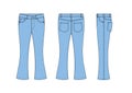 Bootcut jeans pants vector template illustration | blue