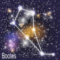 Bootes Constellation with Beautiful Bright Stars on the Background of Cosmic Sky Vector