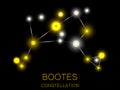 Bootes constellation. Bright yellow stars in the night sky. A cluster of stars in deep space, the universe. Vector illustration