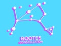 Bootes constellation 3d symbol. Constellation icon in isometric style on blue background. Cluster of stars and galaxies. Vector