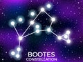 Bootes constellation. Starry night sky. Cluster of stars and galaxies. Deep space. Vector