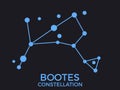 Bootes constellation. Stars in the night sky. Cluster of stars and galaxies. Constellation of blue on a black background. Vector