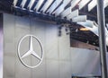 Booth Mercedes-Benz Car presenter demonstrated Royalty Free Stock Photo