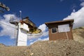 Booth on top of cableway in Alps mountains, Livigno Italy Royalty Free Stock Photo