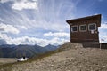 Booth on top of cableway in Alps mountains, Livigno Italy Royalty Free Stock Photo