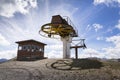 Booth on top of cableway in Alps mountains, Livigno Italy Royalty Free Stock Photo