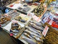 Booth with various seafood on the Java Road Market in North Point, Hong Kong