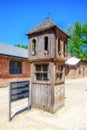 Shelter booth for SS officers at the roll call square in former concentration camp Auschwitz I