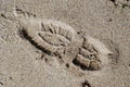 Bootprint on the sand Royalty Free Stock Photo