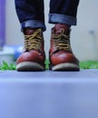 boots and blue jeans Royalty Free Stock Photo