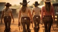 Boots, Buckles, and Braids. Cowgirls\' Rodeo Showtime Preparations. Generative AI Royalty Free Stock Photo