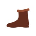 Boots footwear casual clothing pair symbol vector icon. Closeup brown equipment model shoe western side view Royalty Free Stock Photo