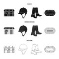 Boots, grass, stadium, track, rest .Hippodrome and horse set collection icons in black,monochrome,outline style vector