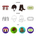 Boots, grass, stadium, track, rest .Hippodrome and horse set collection icons in cartoon,outline,flat style vector Royalty Free Stock Photo