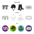 Boots, grass, stadium, track, rest .Hippodrome and horse set collection icons in flat,outline,monochrome style vector