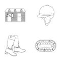 Boots, grass, stadium, track, rest . Hippodrome and horse set collection icons in outline style vector symbol stock