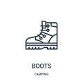 boots icon vector from camping collection. Thin line boots outline icon vector illustration. Linear symbol Royalty Free Stock Photo