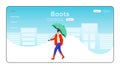 Boots landing page flat color vector template Royalty Free Stock Photo