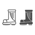 Boots line and glyph icon. Working boots vector illustration isolated on white. Protective footwear outline style design