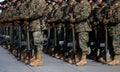 Boots of Militar in a parade. Full of patriotism with a close up technique Royalty Free Stock Photo