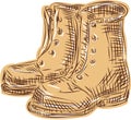 Boots Old Etching Royalty Free Stock Photo