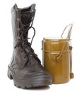 Boots and pot Royalty Free Stock Photo