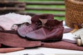 Boots sewn by hands Royalty Free Stock Photo