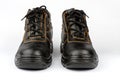 Working boots on a white background. Footwear for foot protection. men`s boots